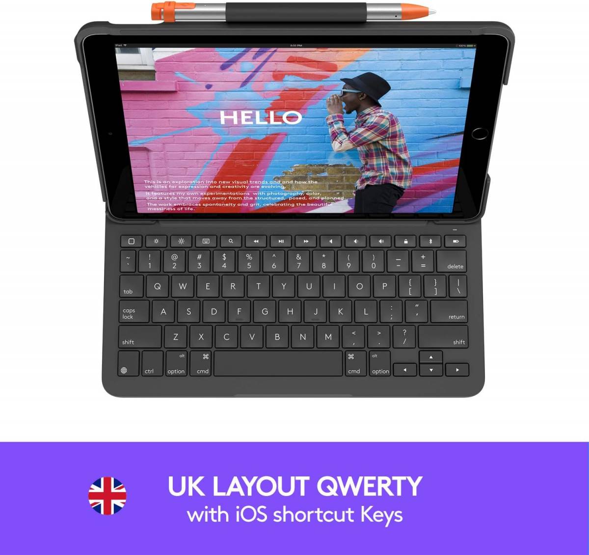 Logitech Slim Folio &ndash; iPad (7., 8. &eacute;s 9. gener&aacute;ci&oacute;) billentyűzetes tok, UK kioszt&aacute;s