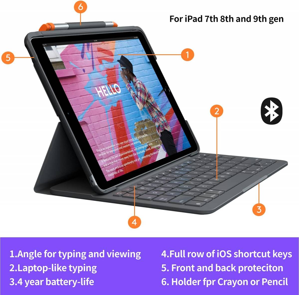 Logitech Slim Folio &ndash; iPad (7., 8. &eacute;s 9. gener&aacute;ci&oacute;) billentyűzetes tok, UK kioszt&aacute;s